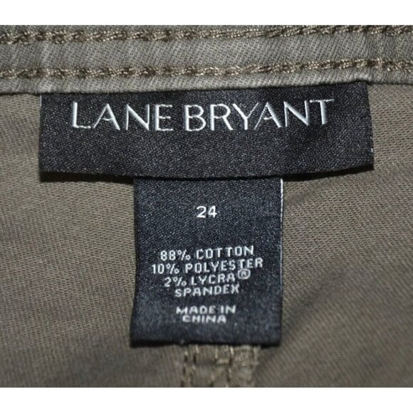 Lane Bryant Plus Size 24 Olive Army Green Straight Leg Pant Jean Pockets Stretch - Picture 7 of 8